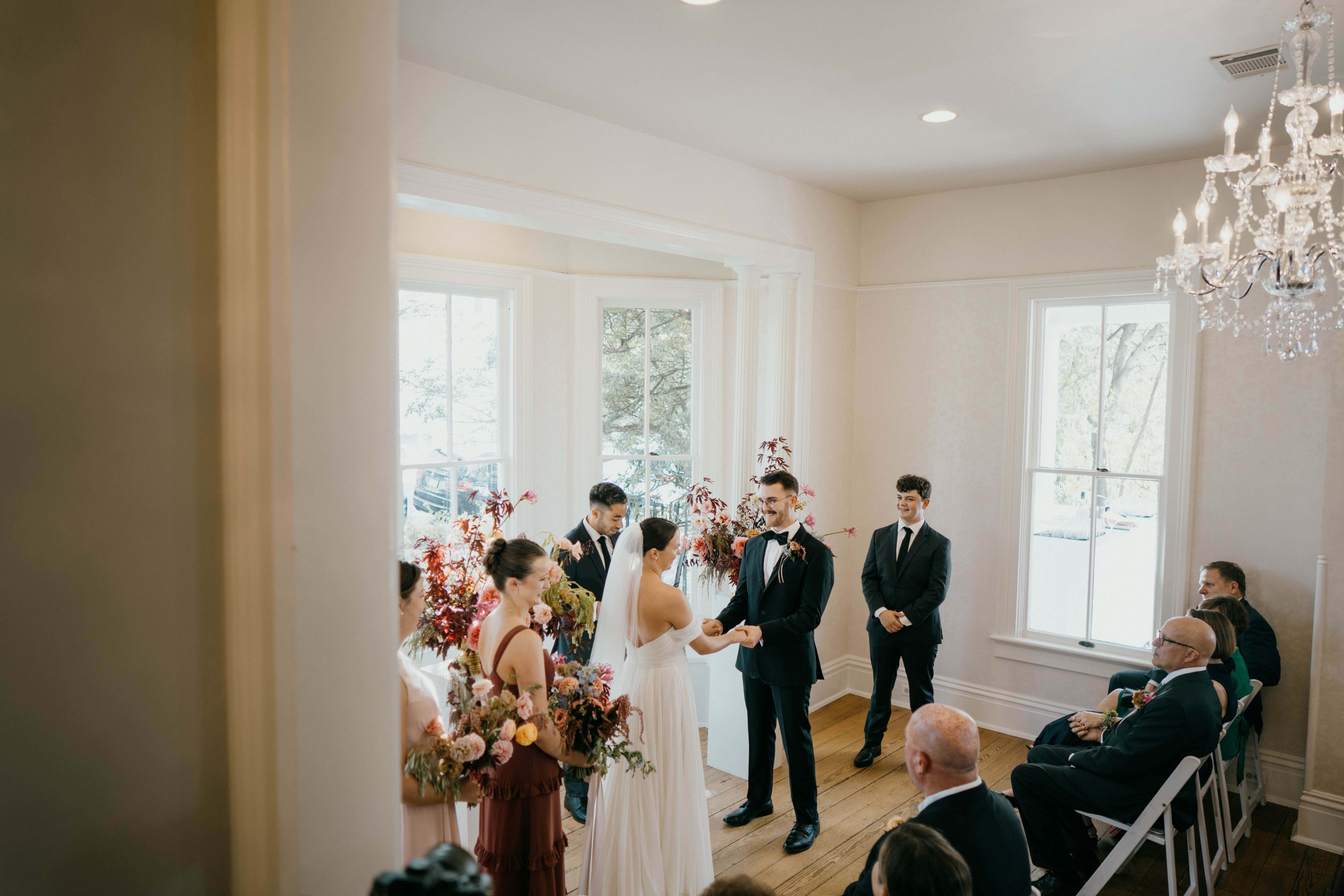 Wedding ceremony inside Allan House in Austin, Texas